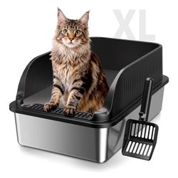 Extra Large Stainless Steel Cat Litter Box