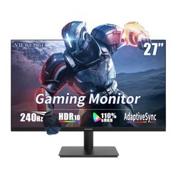 Viewedge 27 inch Gaming Monitor 240 Hz 1ms FHD 1920x1080 Computer Monitor, 110% sRGB HDR10 HDMI x 2 & DP x 2 Port, Built-in Speakers, Support Freesync