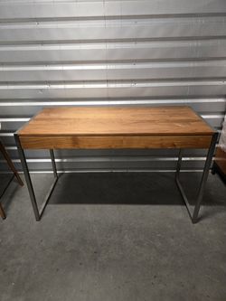 Room & Board Portica Desk with Keyboard Drawer – Solid Walnut & Stainless Steel
