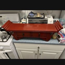 Beautiful Red Lacquer Shelf Or Tabletop Shrine
