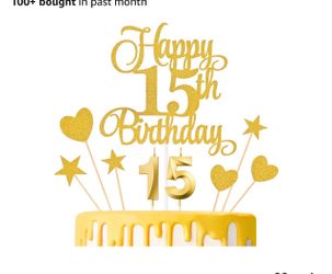Happy 15 birthday topper and candles