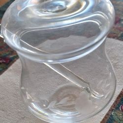 Princess house Crystal Condiment dish with spoon.