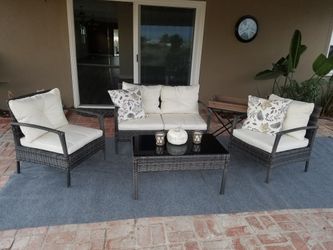New 4pc outdoor wicker patio lounge furniture set