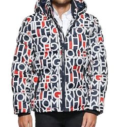 Tommy Hilfiger Puffer Jacket Men Size XXL Red White Blue