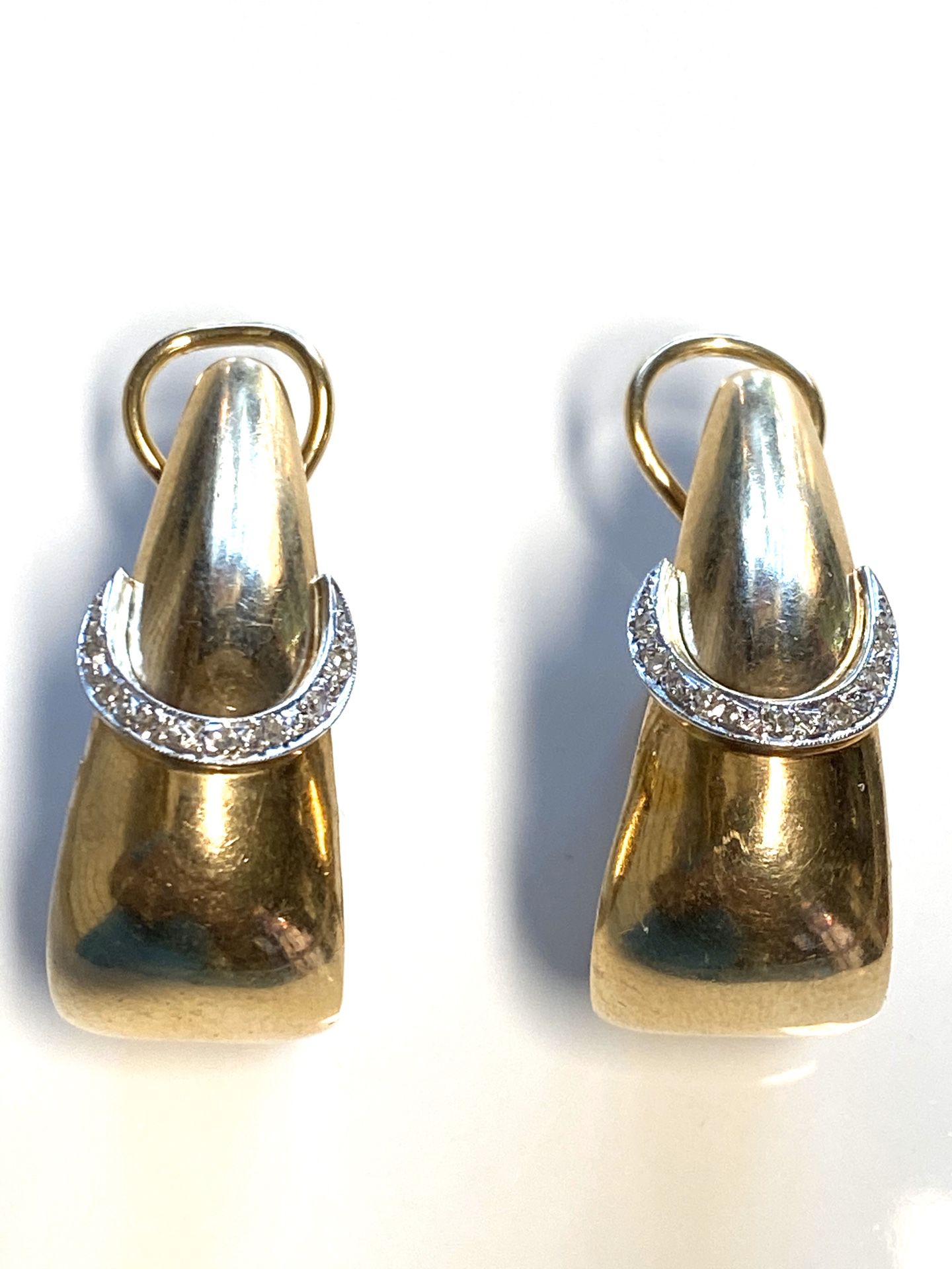 14k Solid Gold Diamond Earrings Clip