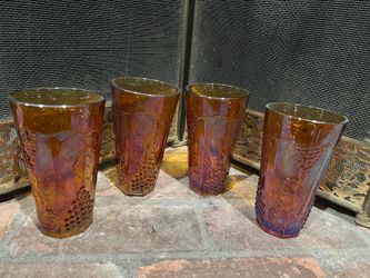 Vintage carnival glass tumblers set of 4