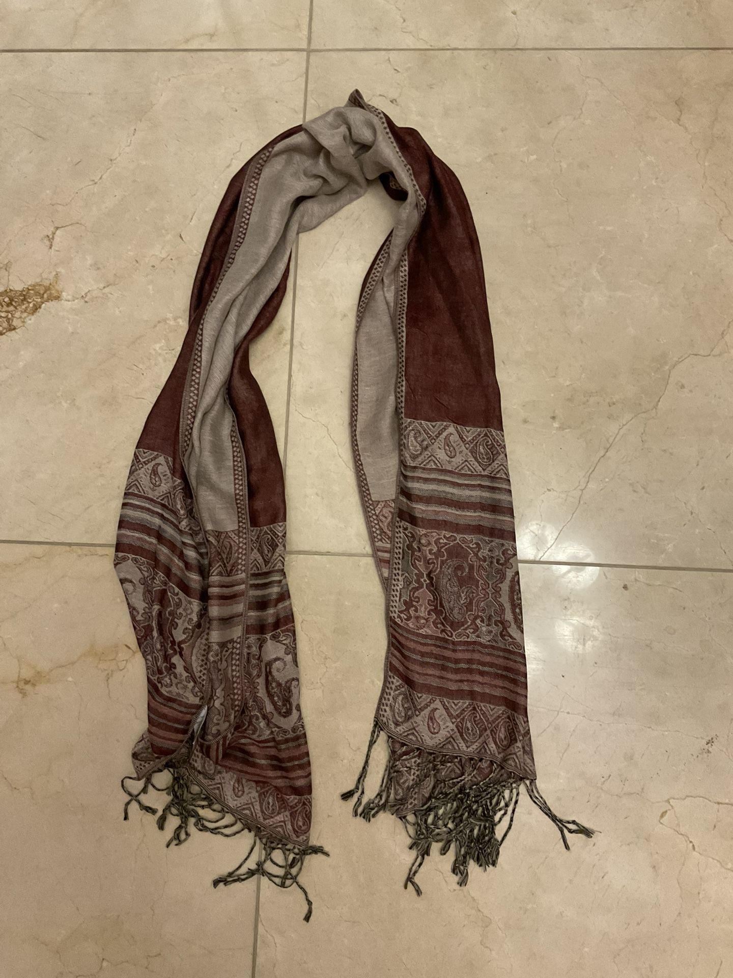 Pashmina Large Shawl Scarf Wrap Paisley print Red Gold Burgundy 