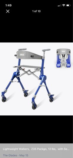 Lightweight Walkers,  Z35 Packgo, 12 lbs,  with Seat, 300lb, with Dual X-Bridge Stability, Backpack
