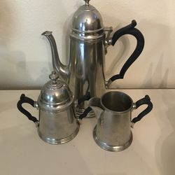 Vintage Pewter Coffee and Cream/Sugar Set