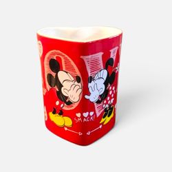 Disney Mickey & Minnie "LOVE" Heart-Shaped Ceramic Coffee Mug - Red Valentine