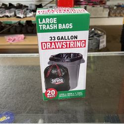 33 Gallon Drawstring Trash Bags 20 Pieces