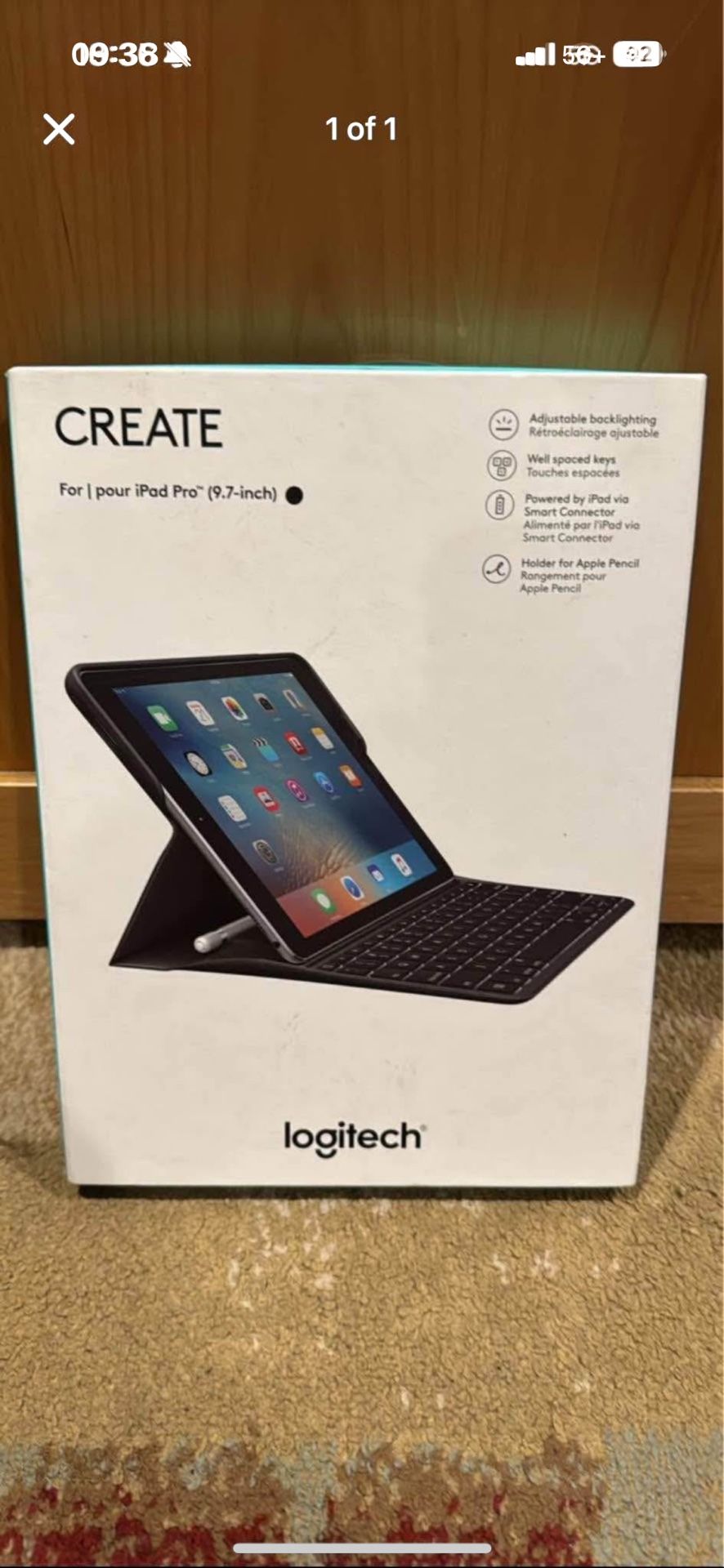 Create Logitech Bluetooth Keyboard Case for Apple iPad Pro 9.7” w Pencil Holder Brand New $15