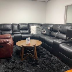 Black Friday sale going on now. Madrid gray leather reclining sectional only $1299. Easy finance option. Same day delivery.