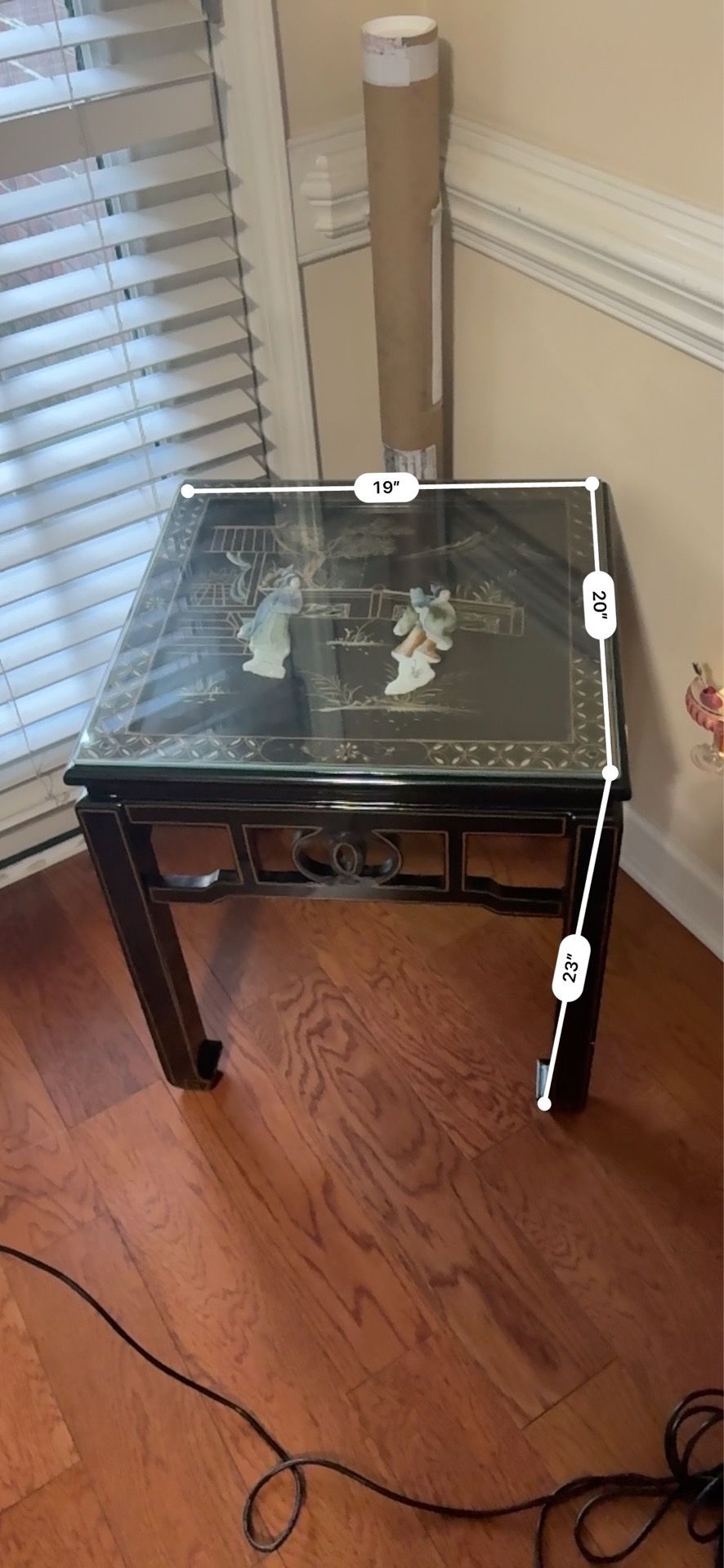 Korean Mother-of-Pearl Inlay Accent Table β Handcrafted w/ Glass Top