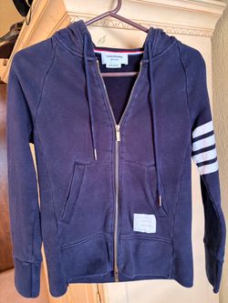 Thom Browne 4-Bar Zip-Up Hoodie Navy