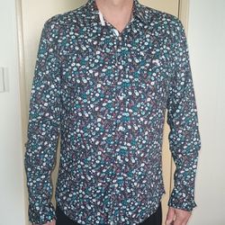 Men's Floral Print Dressy Shirt L/Camisa De Hombre De Vestir Floriada