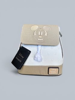 Loungefly Mickey & Friends Canvas All-Over Print Drawstring Bucket Mini Backpack