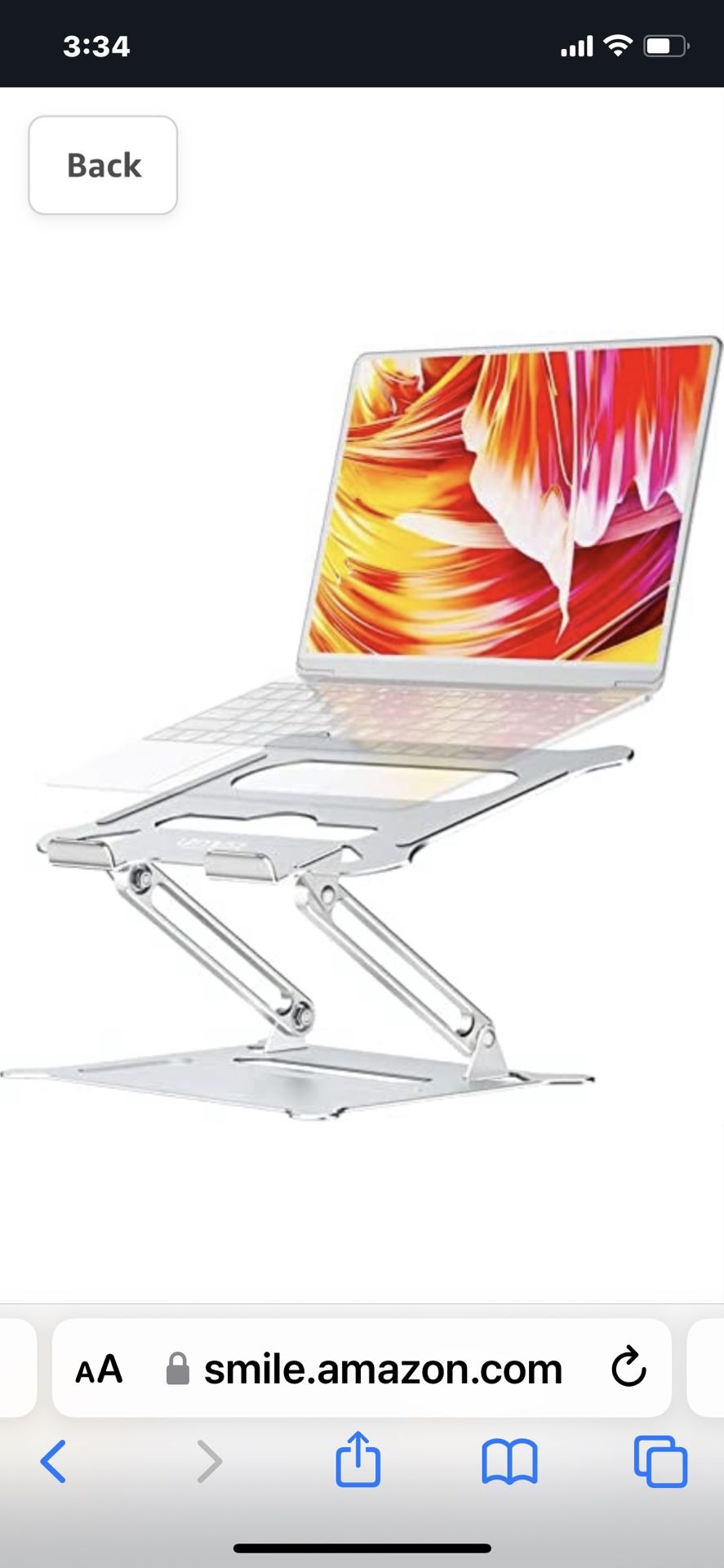 Laptop Notebook Stand Holder Adjustable Ultrabook Stand Riser Portable Compatible with MacBook Air Pro HP Dell XPS Lenovo All laptops 10-15.6"(Silver)