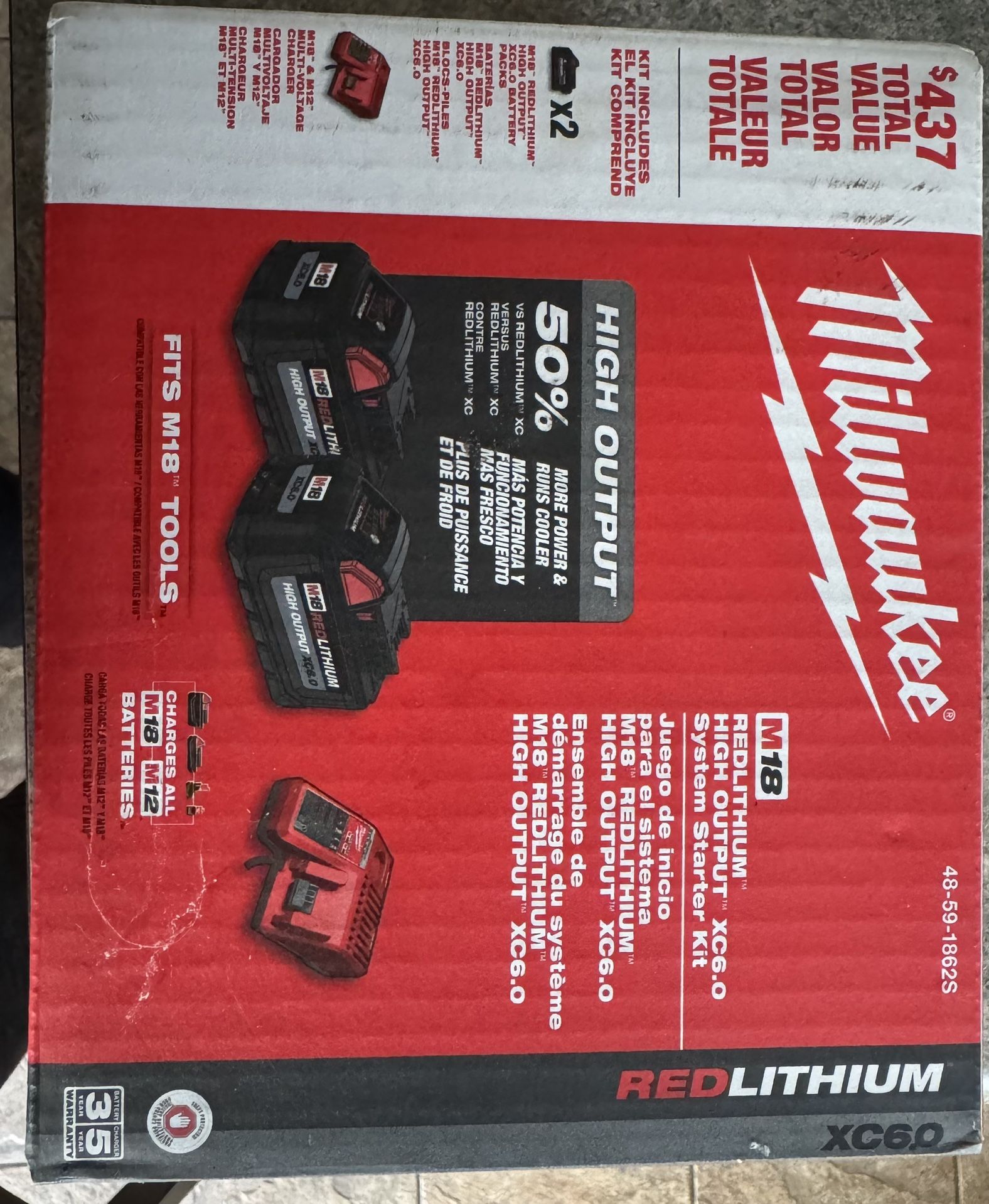 Milwaukee M18 18-Volt Lithium-Ion High Output Starter Kit with Two 6.0 Ah Battery and Charger