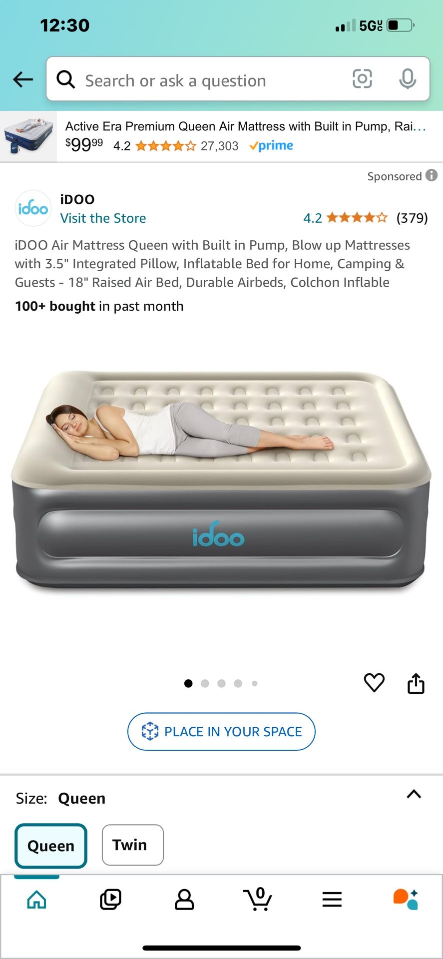iDOO Air Mattress Queen with Built in Pump, Blow up Mattresses with 3.5" Integrated Pillow, Inflatable Bed for Home, Camping & Guests - 18" Raised Air