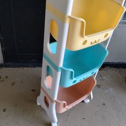 3 Tier Kids Storage Organizer Rolling Cart Shelf 
