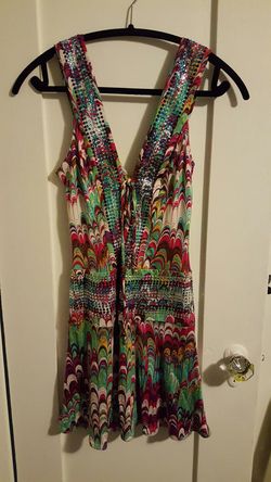 Plunging neck drop waist dress