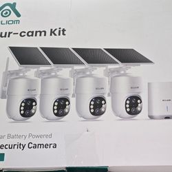 SOLIOM- 5MP Security Cameras Wireless Outdoor, No Subscription & Solar Powered,4-Cam Pack Home Security Camera with 360° Auto Human Motion Tracking, 3