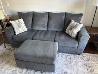 Gray Couch Sofa with Ottoman