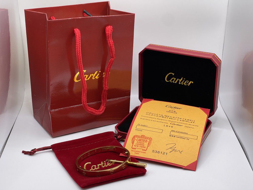 Cartier Love Leve Bangle Bracelet 18K Gold Size 18