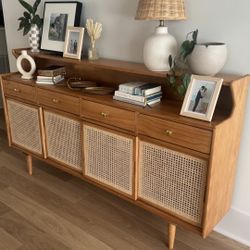 Beautiful Mid-Century Modern Cane-Front Cabinet / Sideboard