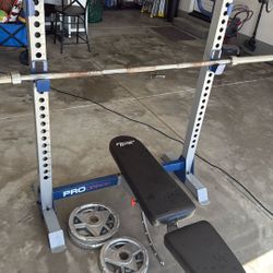 Weight bench with Bar and Plates