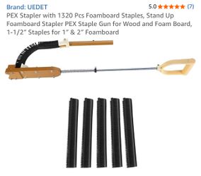 Stapler with 900 Pcs Foamboard Staples, Stand Up Foamboard Stapler PEX Staple Gun for Wood and Foam Board, 1-1/2″ Staples for 1″ & 2″ Foamboard