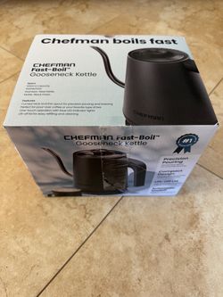 Chefman Fast-Boil Gooseneck Kettle – Matte Black – New in Box