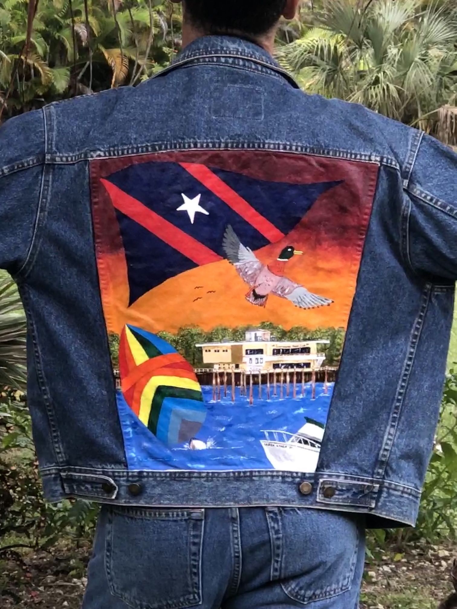 One-of-a-kind handpainted denim jacket