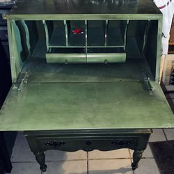 Heres a Unique and Pristine (3) Drawer SECRETARY W/Pull Down Writing Surface Containing (2) Internal Drawers and (6) Cubbies In an Extra Classy Color
