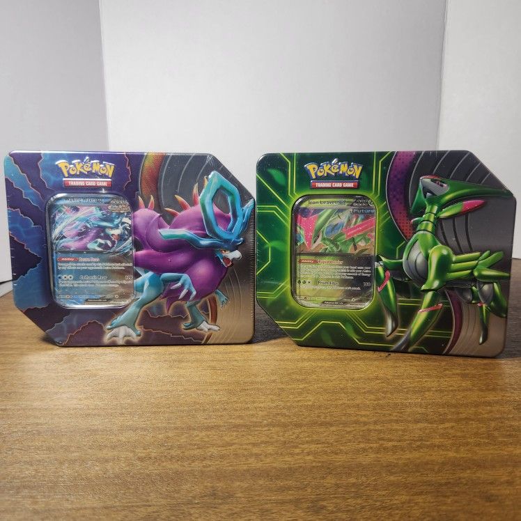 Pokemon Cards Paradox Clash Tins (Walking Wake Ex and Iron Leaves Ex)