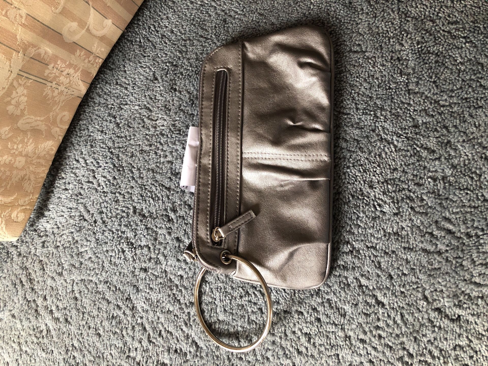 Silver metallic wristlet