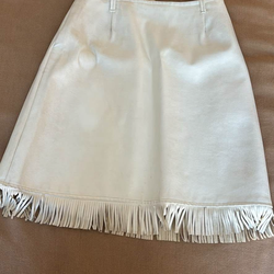 White Vintage Leather Fringe Skirt Cowgirl Western