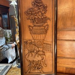 Vintage, Beautiful Carved Wood Panel