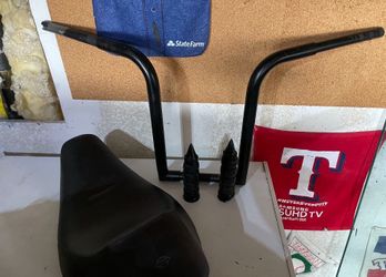 Black Motorcycle Ape Hanger Handlebars with Seat and grips