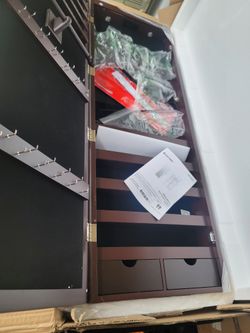  Mirror Jewelry Cabinet, Wall Door Mounted Jewelry Storage Organizer 