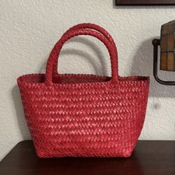 Madewell Red Woven Leather Bag Small