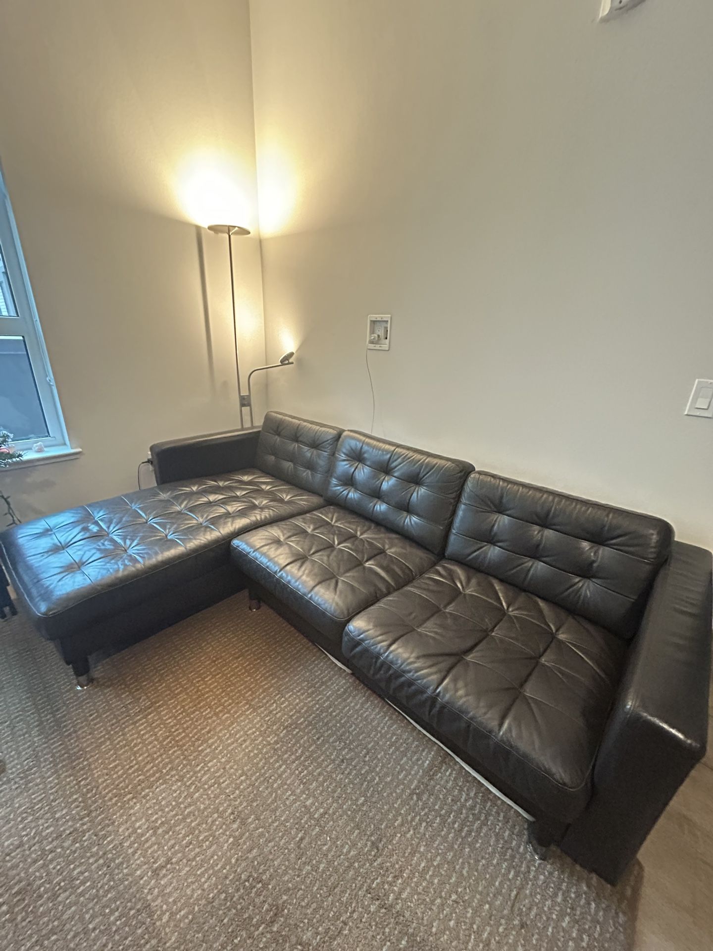 IKEA Leather Couch (Black)