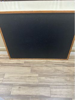 Oak wood framed felt covered bulletin board