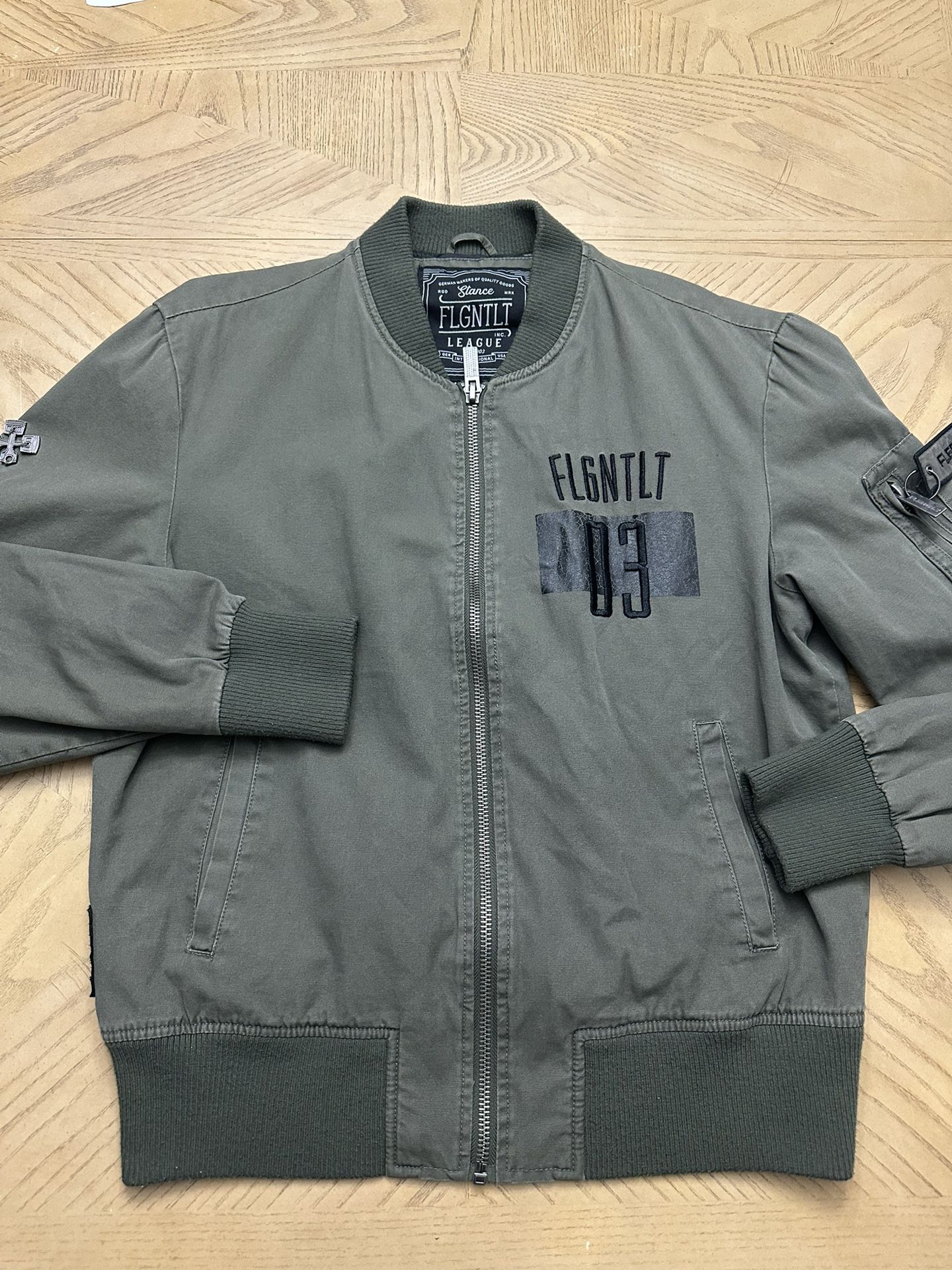 FLGNTLT flight jacket men’s olive green size large