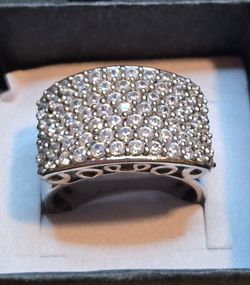 Diamond Simulant Pave Ring in .925 Sterling Silver.