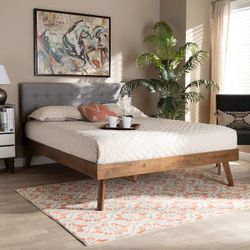 Mid century modern style king platform bed (New)