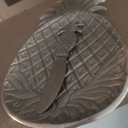 Metal Pineapple Plate And Spreader  New From Kirklands