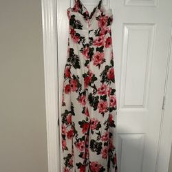 Dress White With Red Flowers 