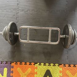 Tricep Bar.  / Weights.     85 Dollars 